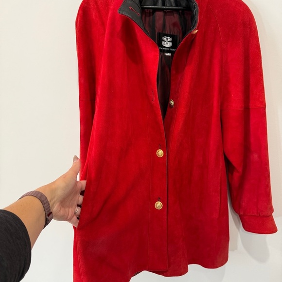 Chic Red Leather Power Jacket for Women Size M - Vintage 1980s Coat - Picture 5 of 17